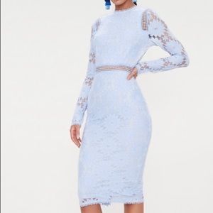 Women’s PLT size 2 dusty blue long sleeve lace bodycon dress